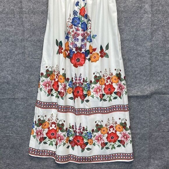 NWT Emery Rose Dress Women's Small White Floral Boho Short Sleeve A-Line V-Neck - Picture 3 of 16